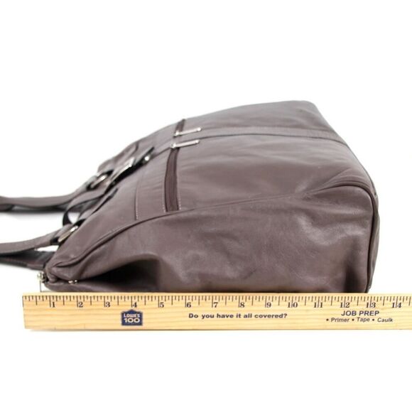 Bennemann BROWN GENUINE LEATHER BUCKLE SHOULDER BAG BUSINESS TOTE HANDBAG PURSE - Picture 14 of 15